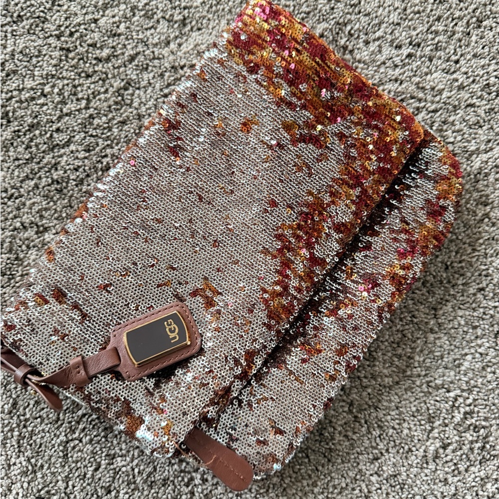 UGG Silver and Brown Sequin Clutch